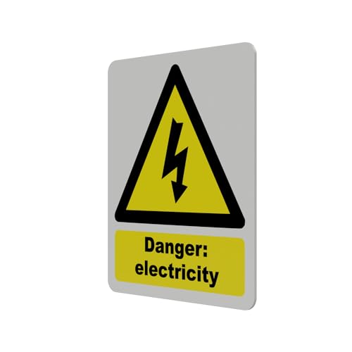 Hazard Health & Safety Sign - HSE Compliant, Laminated, 3M Backed - 120x100mm (Electricity) – by North By North East – Safety & Warning Signs