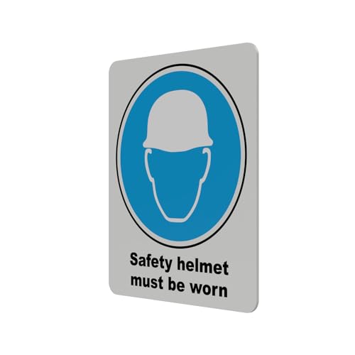 Mandatory Health & Safety Sign - HSE Compliant, Laminated, 3M Backed - 120x100mm (Safety Helmet) – by North By North East – Safety & Warning Signs