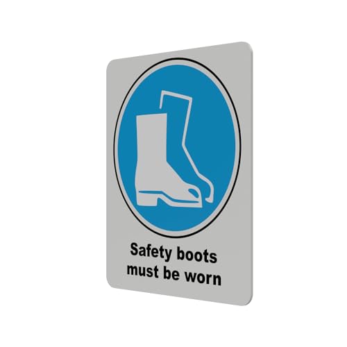 Mandatory Health & Safety Sign - HSE Compliant, Laminated, 3M Backed - 120x100mm (Safety Boots) – by North By North East – Safety & Warning Signs