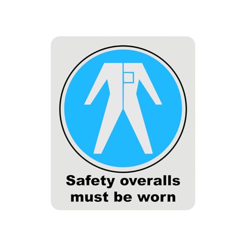 Mandatory Health & Safety Sign - HSE Compliant, Laminated, 3M Backed - 120x100mm (Safety Overalls) – by North By North East – Safety & Warning Signs