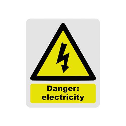 Hazard Health & Safety Sign - HSE Compliant, Laminated, 3M Backed - 120x100mm (Electricity) – by North By North East – Safety & Warning Signs