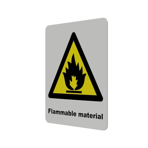 Hazard Health & Safety Sign - HSE Compliant, Laminated, 3M Backed - 120x100mm (Flammable Material) – by North By North East – Safety & Warning Signs