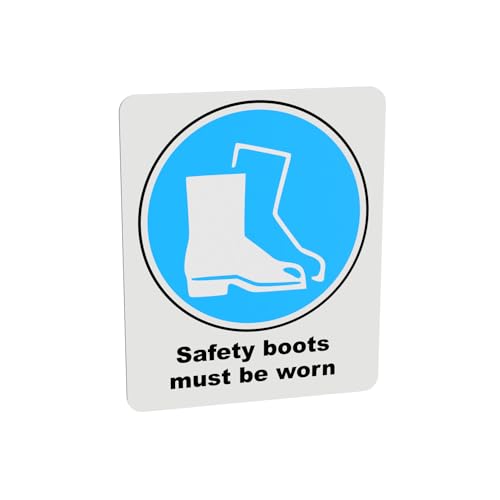Mandatory Health & Safety Sign - HSE Compliant, Laminated, 3M Backed - 120x100mm (Safety Boots) – by North By North East – Safety & Warning Signs
