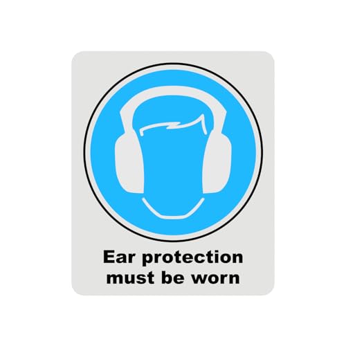 Mandatory Health & Safety Sign - HSE Compliant, Laminated, 3M Backed - 120x100mm (Ear Protection) – by North By North East – Safety & Warning Signs