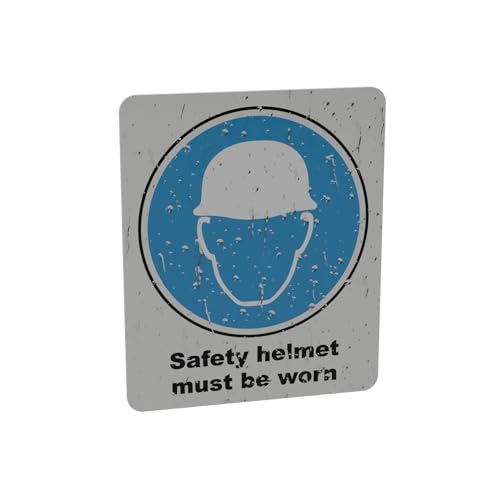 Mandatory Health & Safety Sign - HSE Compliant, Laminated, 3M Backed - 120x100mm (Safety Helmet) – by North By North East – Safety & Warning Signs