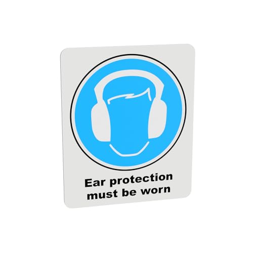 Mandatory Health & Safety Sign - HSE Compliant, Laminated, 3M Backed - 120x100mm (Ear Protection) – by North By North East – Safety & Warning Signs