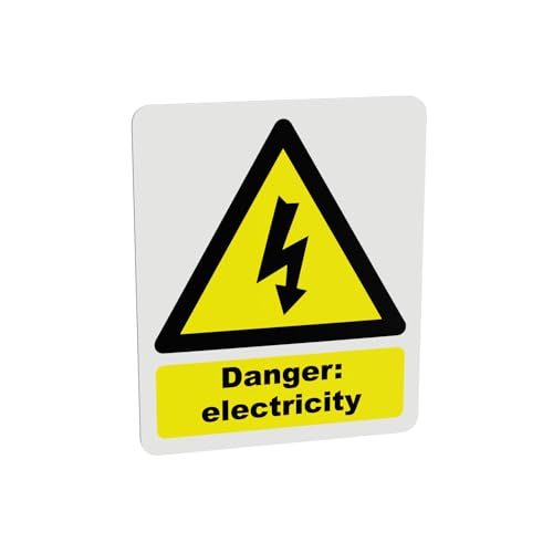Hazard Health & Safety Sign - HSE Compliant, Laminated, 3M Backed - 120x100mm (Electricity) – by North By North East – Safety & Warning Signs