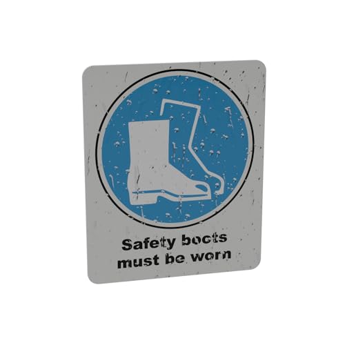 Mandatory Health & Safety Sign - HSE Compliant, Laminated, 3M Backed - 120x100mm (Safety Boots) – by North By North East – Safety & Warning Signs