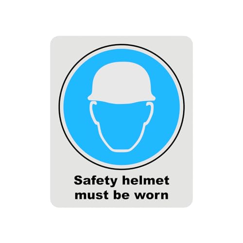 Mandatory Health & Safety Sign - HSE Compliant, Laminated, 3M Backed - 120x100mm (Safety Helmet) – by North By North East – Safety & Warning Signs