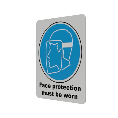 Mandatory Health & Safety Sign - HSE Compliant, Laminated, 3M Backed - 120x100mm (Face Protection) – by North By North East – Safety & Warning Signs