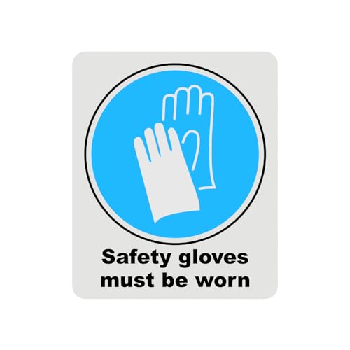 Mandatory Health & Safety Sign - HSE Compliant, Laminated, 3M Backed - 120x100mm (Safety Gloves) – by North By North East – Safety & Warning Signs