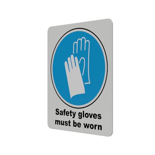 Mandatory Health & Safety Sign - HSE Compliant, Laminated, 3M Backed - 120x100mm (Safety Gloves) – by North By North East – Safety & Warning Signs