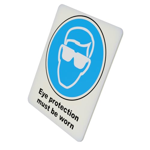 Mandatory Health & Safety Sign - HSE Compliant, Laminated, 3M Backed - 120x100mm (Eye Protection) – by North By North East – Safety & Warning Signs