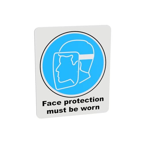 Mandatory Health & Safety Sign - HSE Compliant, Laminated, 3M Backed - 120x100mm (Face Protection) – by North By North East – Safety & Warning Signs