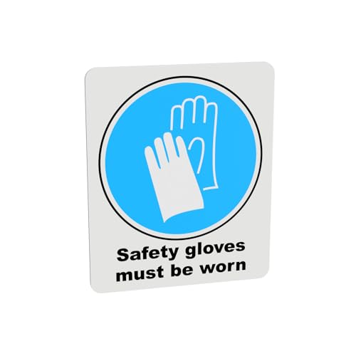 Mandatory Health & Safety Sign - HSE Compliant, Laminated, 3M Backed - 120x100mm (Safety Gloves) – by North By North East – Safety & Warning Signs