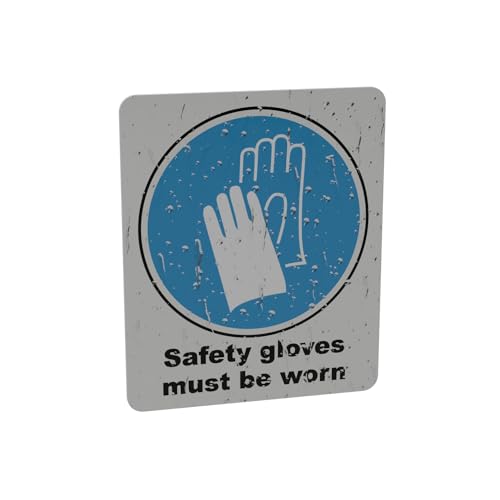 Mandatory Health & Safety Sign - HSE Compliant, Laminated, 3M Backed - 120x100mm (Safety Gloves) – by North By North East – Safety & Warning Signs