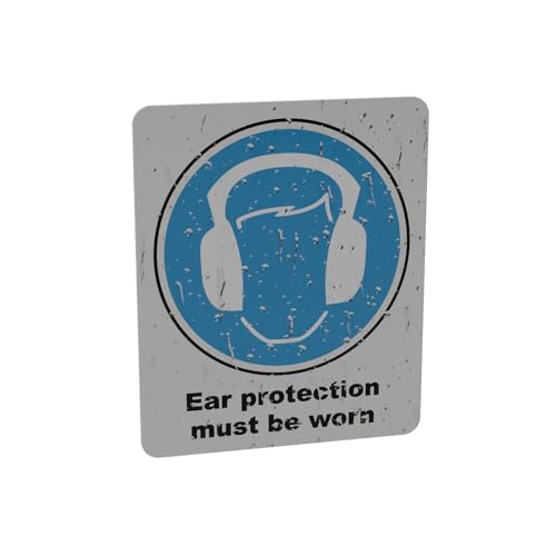 Mandatory Health & Safety Sign - HSE Compliant, Laminated, 3M Backed - 120x100mm (Ear Protection) – by North By North East – Safety & Warning Signs