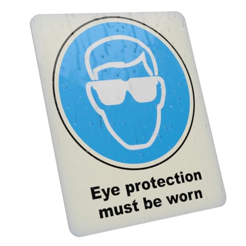 Mandatory Health & Safety Sign - HSE Compliant, Laminated, 3M Backed - 120x100mm (Eye Protection) – by North By North East – Safety & Warning Signs