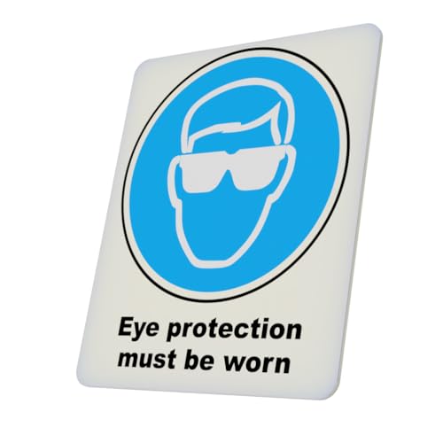 Mandatory Health & Safety Sign - HSE Compliant, Laminated, 3M Backed - 120x100mm (Eye Protection) – by North By North East – Safety & Warning Signs