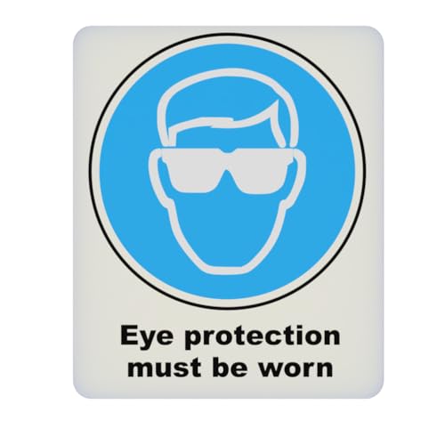 Mandatory Health & Safety Sign - HSE Compliant, Laminated, 3M Backed - 120x100mm (Eye Protection) – by North By North East – Safety & Warning Signs