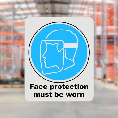 Mandatory Health & Safety Sign - HSE Compliant, Laminated, 3M Backed - 120x100mm (Face Protection) – by North By North East – Safety & Warning Signs
