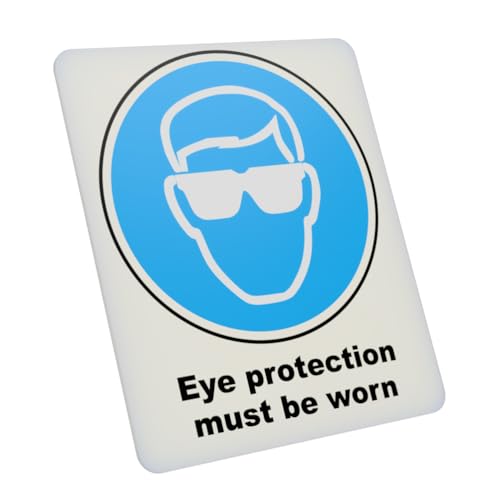 Mandatory Health & Safety Sign - HSE Compliant, Laminated, 3M Backed - 120x100mm (Eye Protection) – by North By North East – Safety & Warning Signs