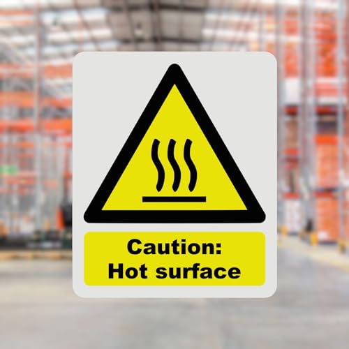 Hazard Health & Safety Sign - HSE Compliant, Laminated, 3M Backed - 120x100mm (Hot Surface) – by North By North East – Safety & Warning Signs
