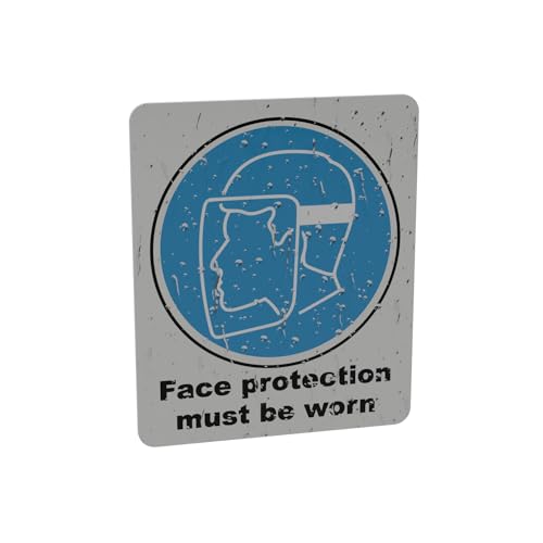 Mandatory Health & Safety Sign - HSE Compliant, Laminated, 3M Backed - 120x100mm (Face Protection) – by North By North East – Safety & Warning Signs