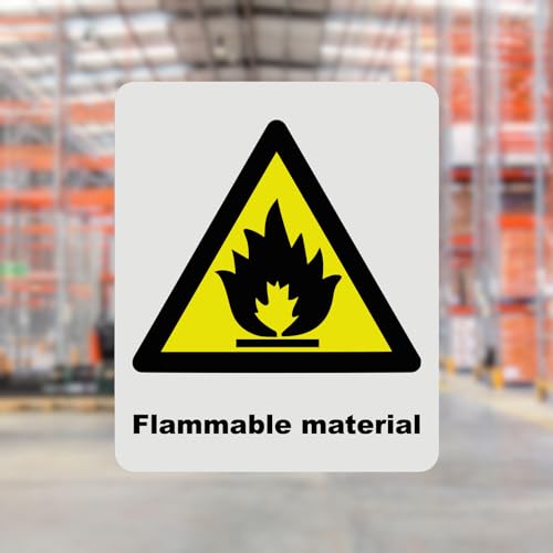 Hazard Health & Safety Sign - HSE Compliant, Laminated, 3M Backed - 120x100mm (Flammable Material) – by North By North East – Safety & Warning Signs