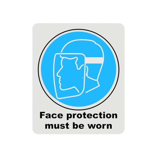 Mandatory Health & Safety Sign - HSE Compliant, Laminated, 3M Backed - 120x100mm (Face Protection) – by North By North East – Safety & Warning Signs
