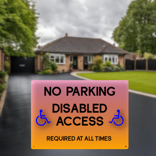 High Visibility No Parking Disabled Access Sign, Aluminum Composite, 297mm x 210mm x 3mm, Safety Sign with Four Screw Holes, Orange Handicap Access Sign, No Parking Signage – by North By North East – Parking Signs