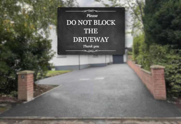 Premium "Please Do Not Block The Driveway" Sign - A4 Size, Aluminium Composite, UV Printed, 3mm Thickness, 4 Screw Holes for Easy Mounting – by North By North East – Parking Signs