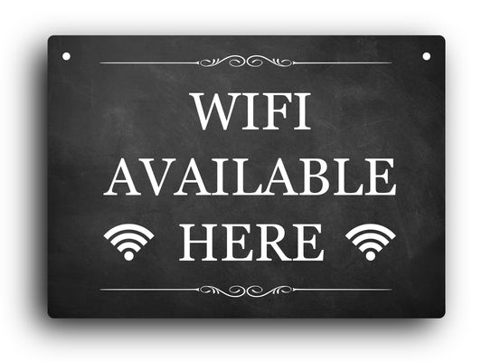 "WiFi Available Here" A5 Sign - 3mm Aluminium Composite, UV Printed, Outdoor Use - Ideal for Shops & Cafes – by North By North East – Signs
