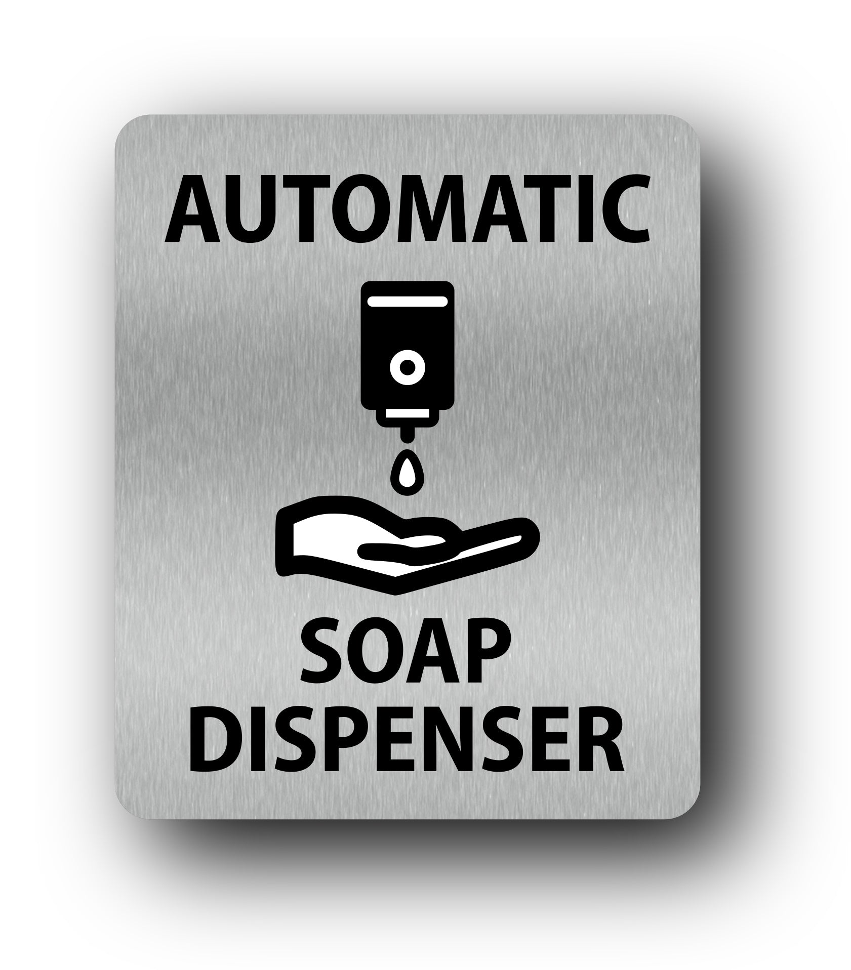 Automatic Soap Dispenser Sign - 4.7” x  3.9” (120mm x 100mm), - Rigid Plastic with UV Print, Self Adhesive Backing for Easy Installation, Indoor/Outdoor Use – by North By North East – Signs