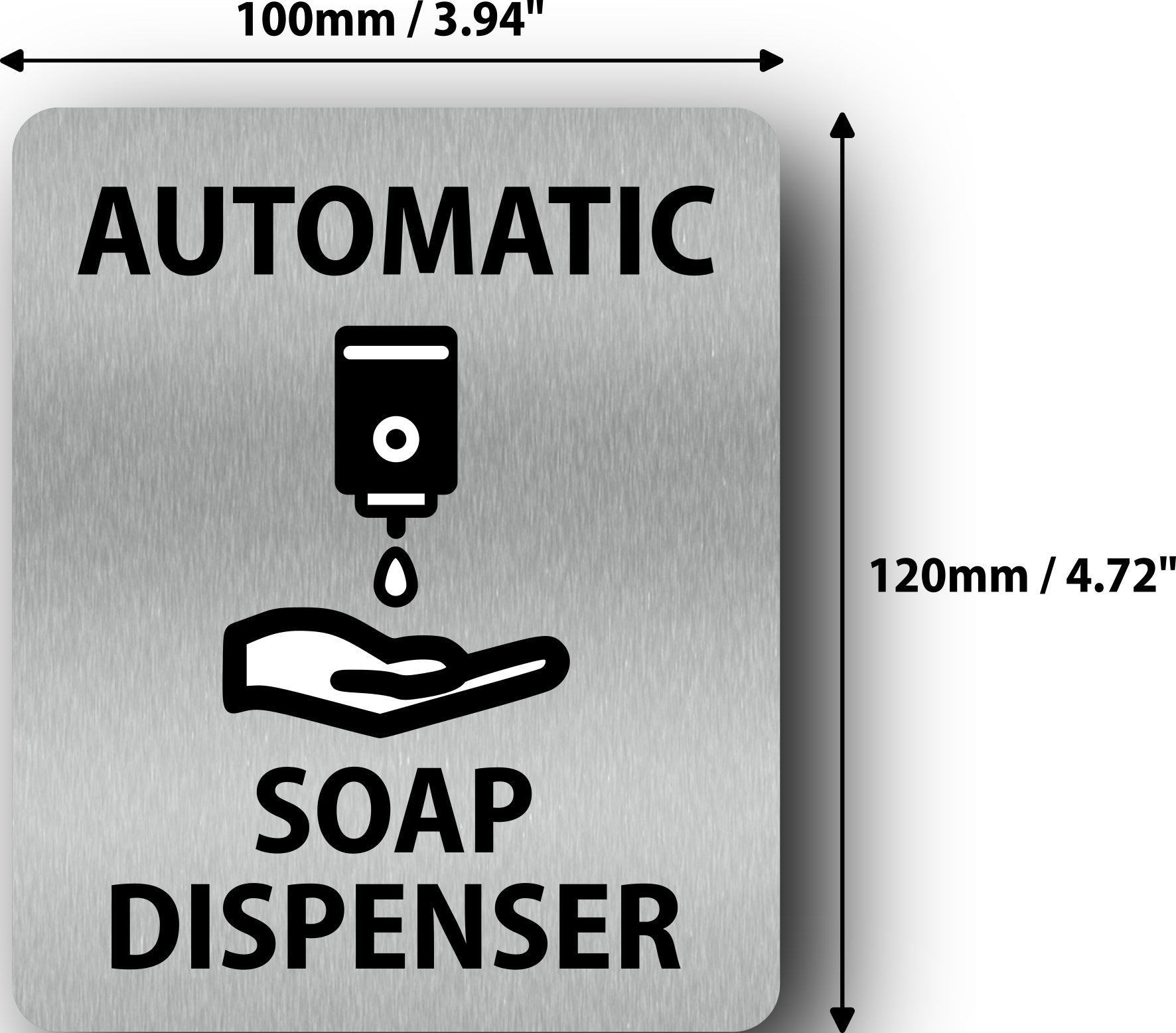 Automatic Soap Dispenser Sign - 4.7” x  3.9” (120mm x 100mm), - Rigid Plastic with UV Print, Self Adhesive Backing for Easy Installation, Indoor/Outdoor Use – by North By North East – Signs