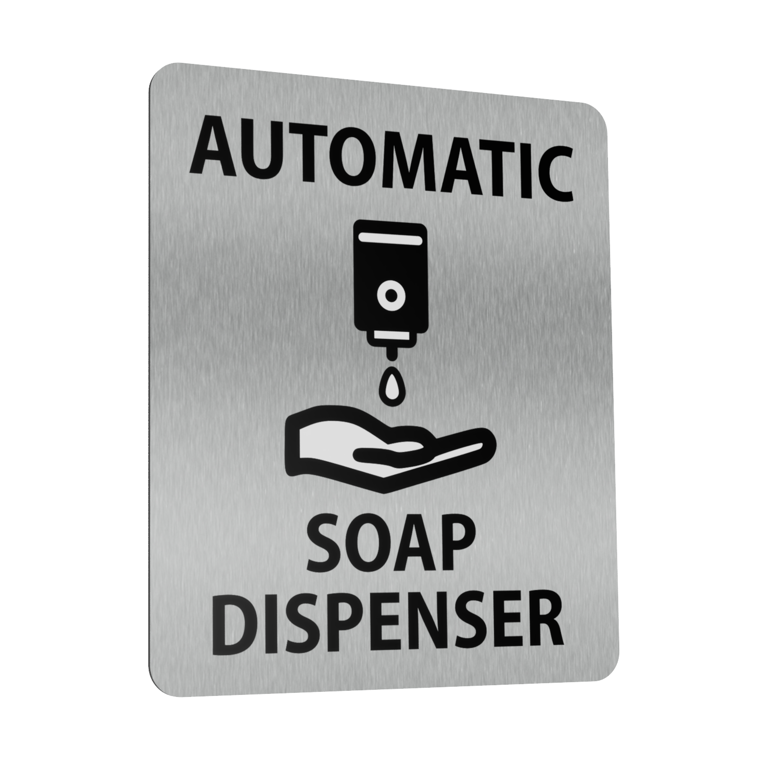 Automatic Soap Dispenser Sign - 4.7” x  3.9” (120mm x 100mm), - Rigid Plastic with UV Print, Self Adhesive Backing for Easy Installation, Indoor/Outdoor Use – by North By North East – Signs