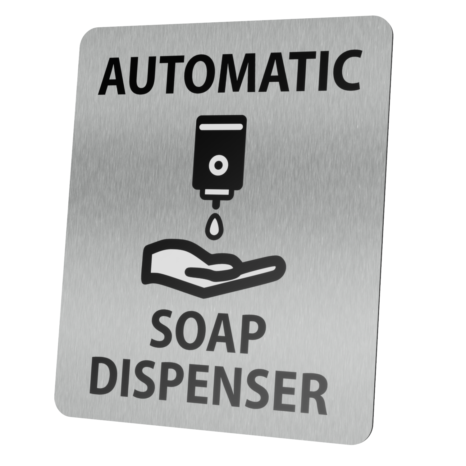Automatic Soap Dispenser Sign - 4.7” x  3.9” (120mm x 100mm), - Rigid Plastic with UV Print, Self Adhesive Backing for Easy Installation, Indoor/Outdoor Use – by North By North East – Signs