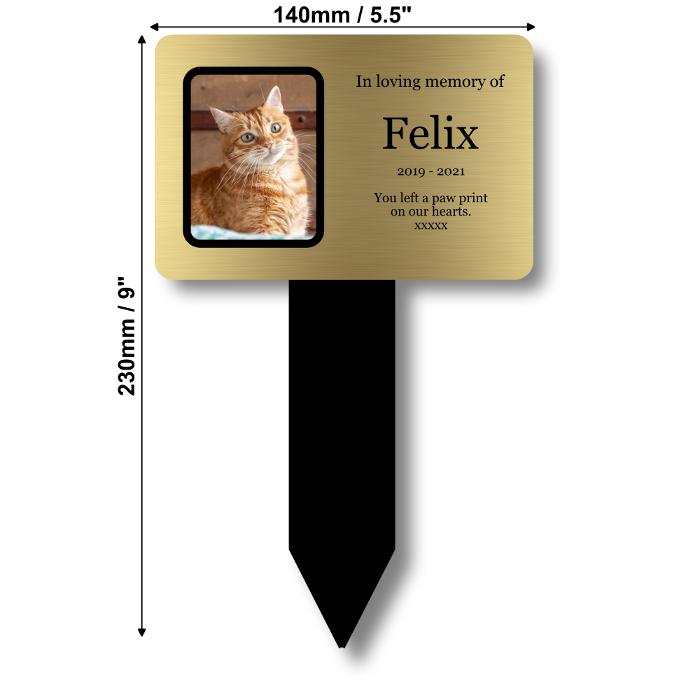 Personalised Pet Photo Memorial Stake — Gold Acrylic Plaque, UK Dispatch (230 × 140 mm, 6 mm, Photo Upload) – by North By North East – Plaques & Nameplates