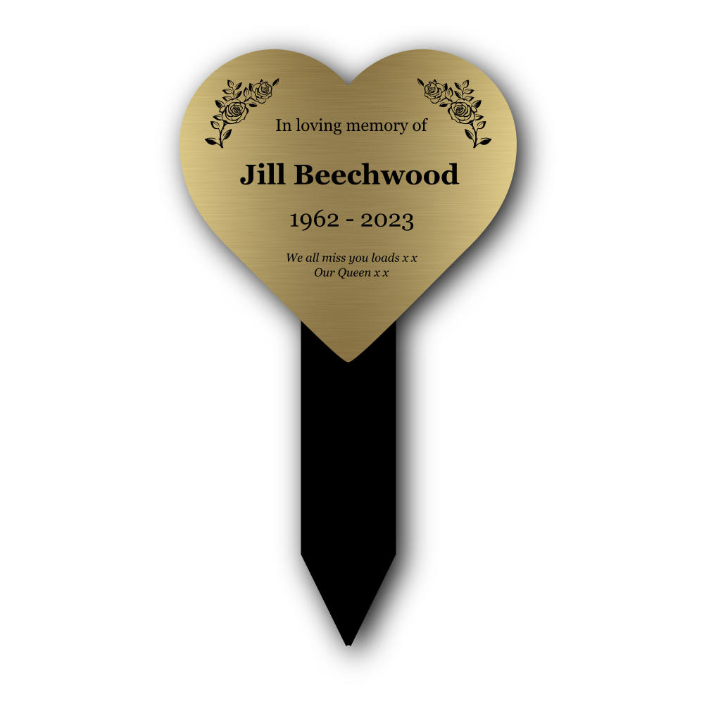 Personalised Metallic Memorial Plaque — Custom Engraved Grave or Garden Tribute with Stake (143 × 258 mm, Gold/Silver/Copper) – by North By North East – Plaques & Nameplates
