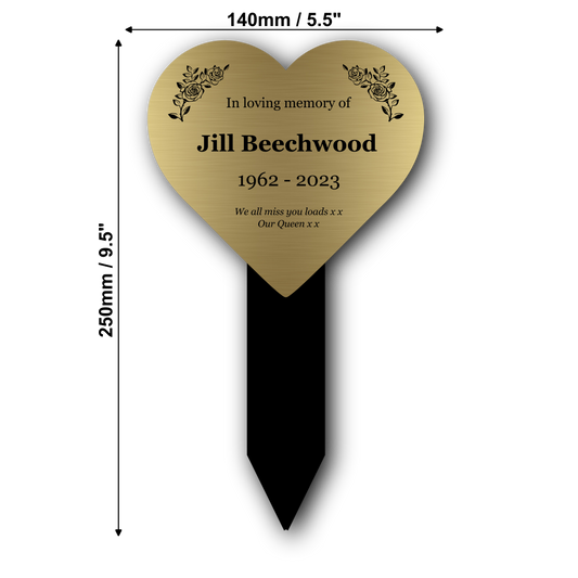Personalised Metallic Memorial Plaque — Custom Engraved Grave or Garden Tribute with Stake (143 × 258 mm, Gold/Silver/Copper) – by North By North East – Plaques & Nameplates