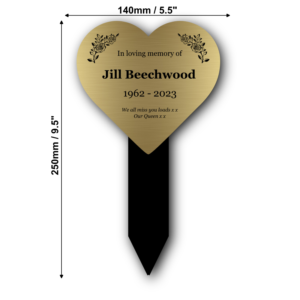 Personalised Metallic Memorial Plaque — Custom Engraved Grave or Garden Tribute with Stake (143 × 258 mm, Gold/Silver/Copper) – by North By North East – Plaques & Nameplates