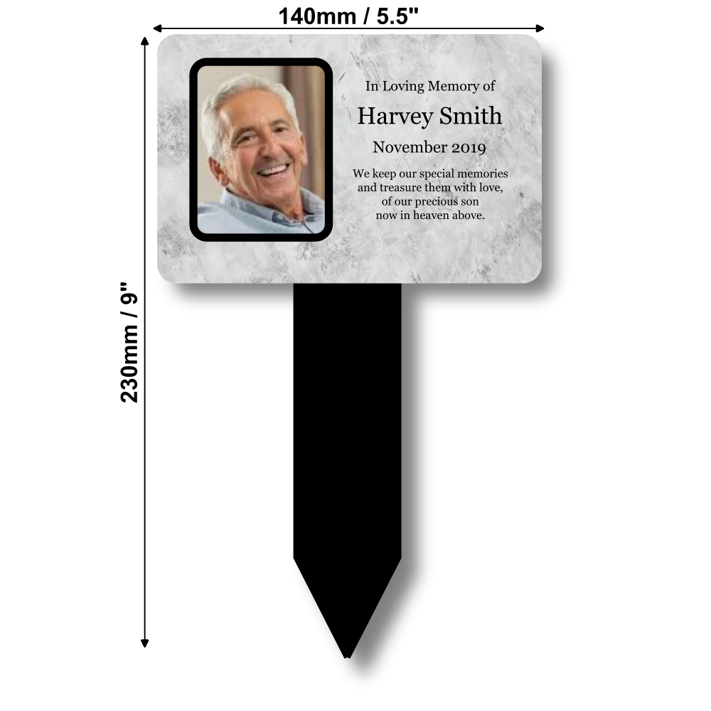 Personalised Outdoor Memorial Plaque — Weatherproof Grave or Garden Marker (Regular 142 × 242 mm or Large 205 × 315 mm, Stake Included) – by North By North East – Plaques & Nameplates