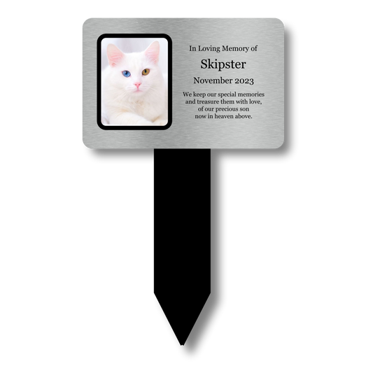 Silver Pet Memorial Plaque with Stake — Personalised Photo & Text (142 × 242 mm, 3 mm, Weatherproof, UK Dispatch) – by North By North East – Plaques & Nameplates
