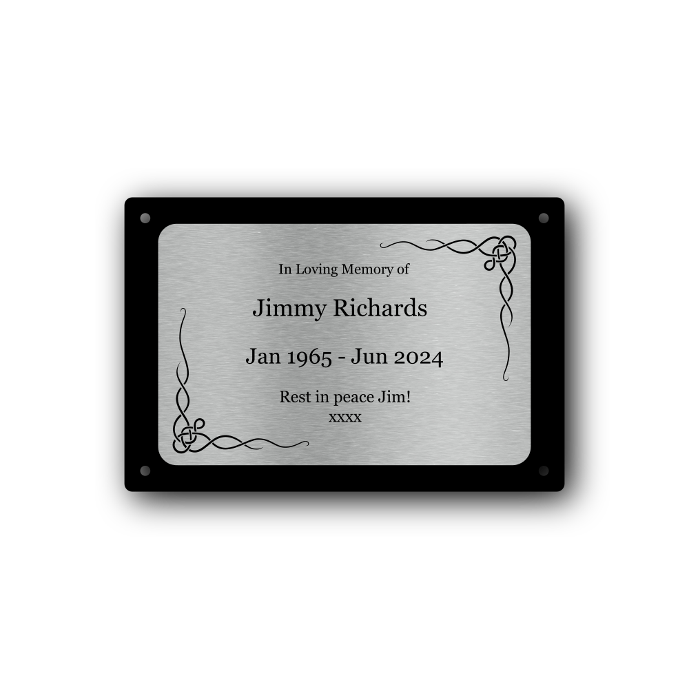 Personalised Silver Aluminium Memorial Plaque — Engraved, 4 Screw Holes (170 × 110 mm, 4 mm, Outdoor-Ready) – by North By North East – Plaques & Nameplates