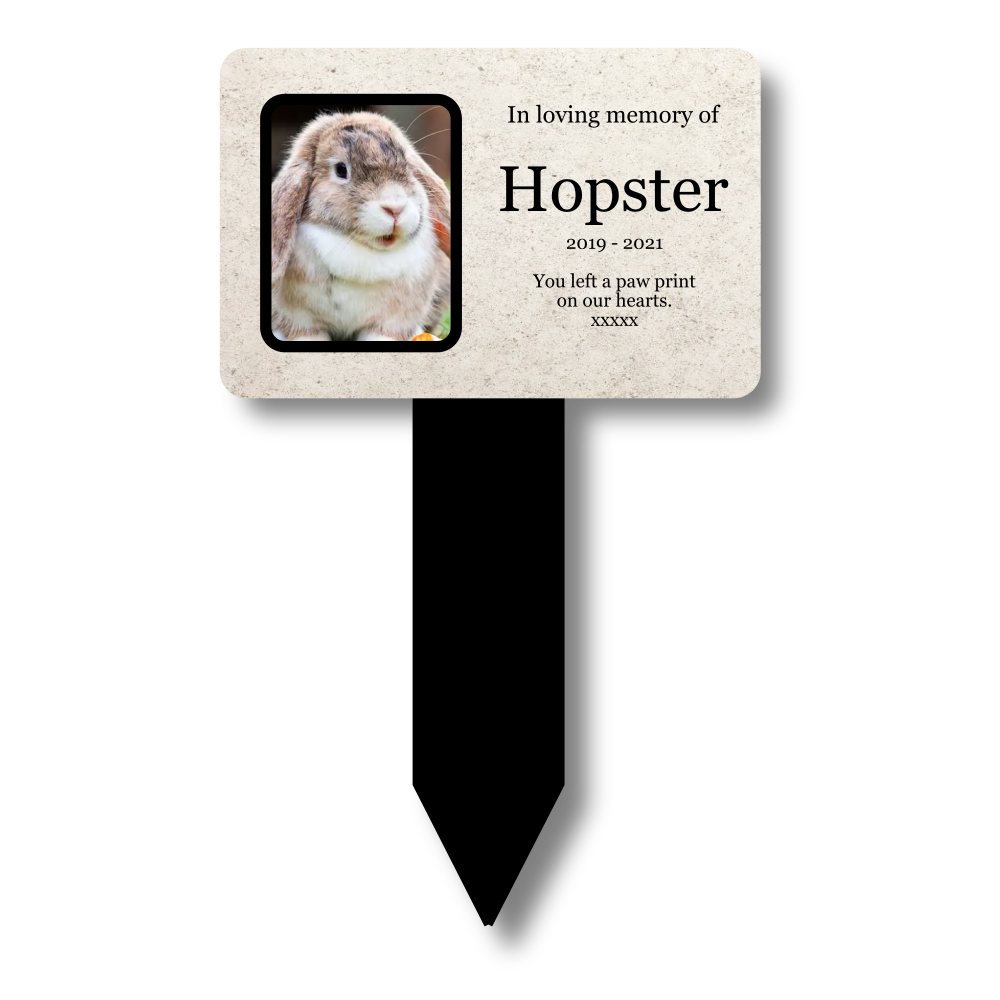 Personalised Pet Memorial Plaque — Outdoor Grave Marker or Garden Tribute Sign (Regular 142 × 242 mm or Large 205 × 315 mm, Stake Included) – by North By North East – Plaques & Nameplates