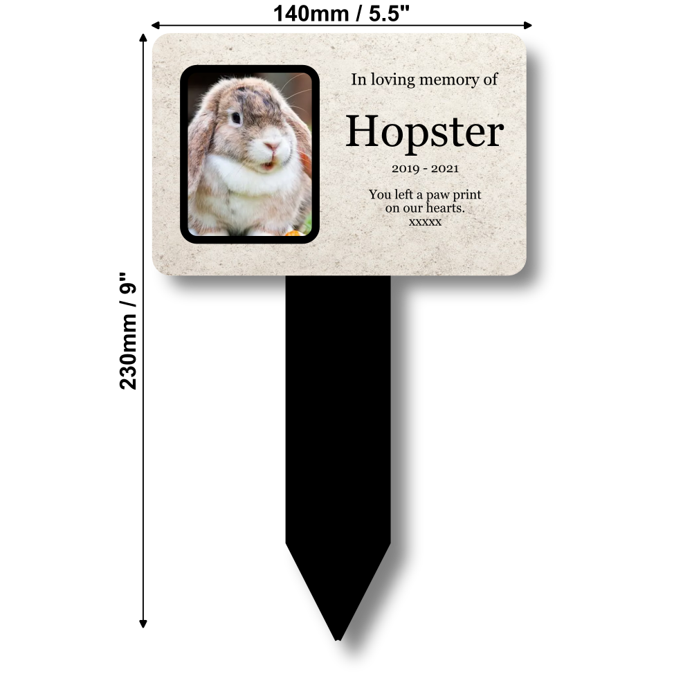 Personalised Pet Memorial Plaque — Outdoor Grave Marker or Garden Tribute Sign (Regular 142 × 242 mm or Large 205 × 315 mm, Stake Included) – by North By North East – Plaques & Nameplates