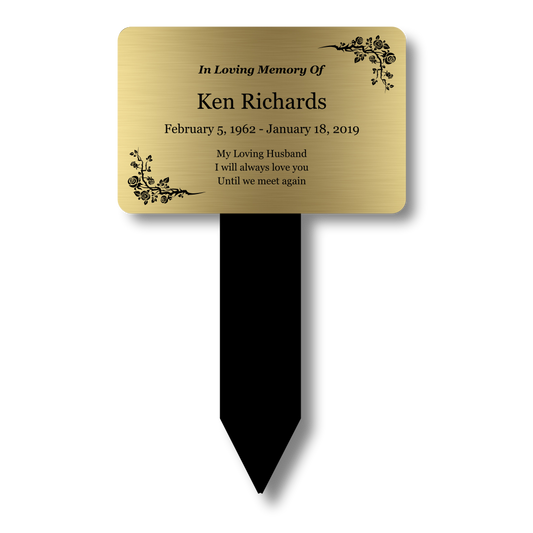 Personalised Gold Memorial Stake – Outdoor Grave Marker, 140×230 mm – by North By North East – Plaques & Nameplates