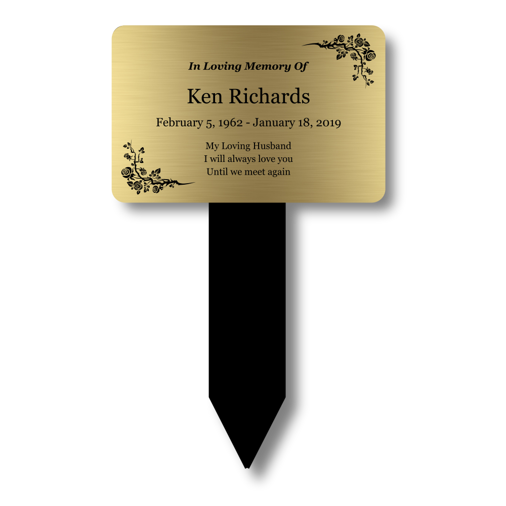 Personalised Gold Memorial Stake – Outdoor Grave Marker, 140×230 mm – by North By North East – Plaques & Nameplates