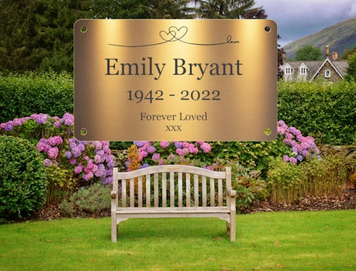 Personalised Brass Plaque 5x3 | Custom Engraved Memorial Sign for Bench, Grave, or Pet Tribute