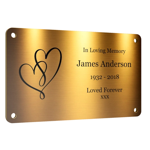 Personalised Brass Plaque 5" × 3" — Custom Engraved Memorial Sign with Decorative Border Design (Bench, Grave, Garden, Pet Tribute)